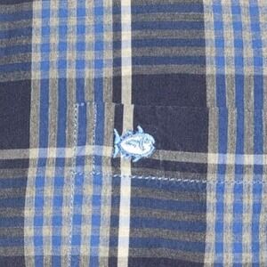 Southern Tide Men's Classic Fit Button-Up Dress Shirt M  Blue Grey Check